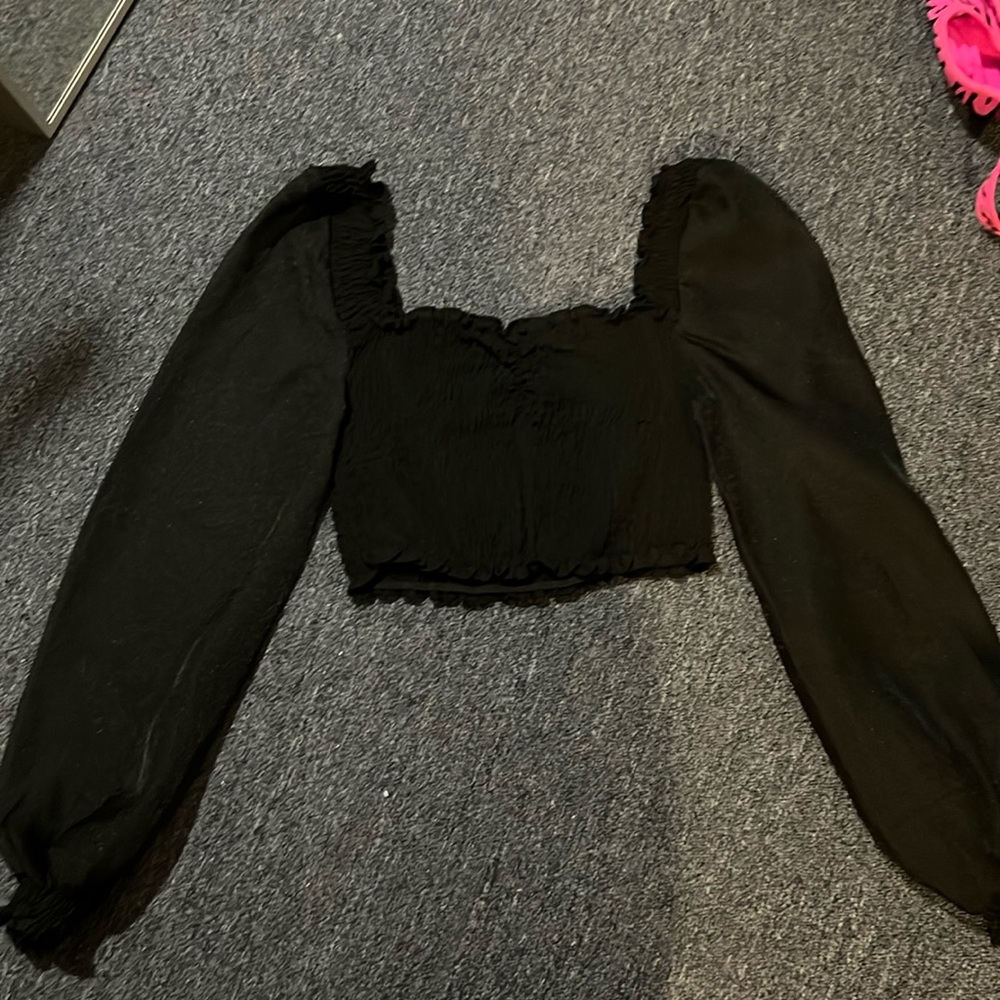 windsor black crop top long sleeve XS
